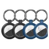 Waterproof Holder for AirTag, Carbon Fibre Texture Design Case Holder for Air Tag, Full Scratch-Resistant with Keyring AirTags for Pet Collar, Luggage Tag, Black - Retail: $9