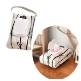 Travel Friendly Wet Wipe Storage Case Quilted Sturdy Cotton Storage Bag With Fashionable Stripe And Bowknot Detail, Black - Retail: $7