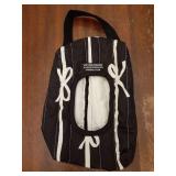 Travel Friendly Wet Wipe Storage Case Quilted Sturdy Cotton Storage Bag With Fashionable Stripe And Bowknot Detail, Black - Retail: $7