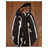 Travel Friendly Wet Wipe Storage Case Quilted Sturdy Cotton Storage Bag With Fashionable Stripe And Bowknot Detail, Black - Retail: $7