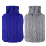 2 Pieces Hot Water Bottle Cover Soft Cover Only Knitted Hot Water Bottle Sweater for Winter Compress and Cold Therapy, Menstrual Cramps, Neck, Shoulder Pain Relief(RoyalBlue, Grey) - Retail: $10