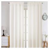 Light Filtering Curtains 96 Inch Length 2 Panels Set, Faux Linen Textured Soft Airy Privacy Yellowish Farmhouse Curtain Drapes for Bedroom, Each 40Wx96L Inches, Cream/Ivory - Retail: $19