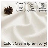 Light Filtering Curtains 96 Inch Length 2 Panels Set, Faux Linen Textured Soft Airy Privacy Yellowish Farmhouse Curtain Drapes for Bedroom, Each 40Wx96L Inches, Cream/Ivory - Retail: $19