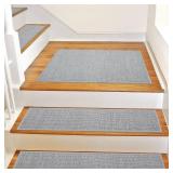 Non Slip Stair Landing Rug for Wooden Steps Indoor, Stair Landing Mat Square 20 x 32" Landing Rugs for Wood Stairs, Carpet Stair Treads Matching Mats for Pet, Light Grey"
