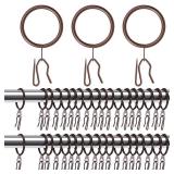 100 Set 1.26 Inch Metal Curtain Rings with Eyelets Curtain Hooks for Drapes and Metal Drapery Pin Drapery Hooks for Window Door Shower Bathroom Rings (Brown) - Retail: $30