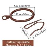 100 Set 1.26 Inch Metal Curtain Rings with Eyelets Curtain Hooks for Drapes and Metal Drapery Pin Drapery Hooks for Window Door Shower Bathroom Rings (Brown) - Retail: $30