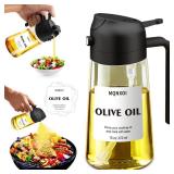 2 in 1 Glass Oil Sprayer & Dispenser,16oz/470ml Olive Cooking, Air Fryer, and Salad, for Kitchen Gadgets and Air Fryer Accessories, w/Stickers (Black) - Retail: $7