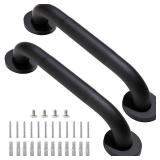 Shower Grab Bar, 2 Pack 12 Inch Black Bathroom Grab Bar, 1.25 Diameter 304 Stainless Steel Anti-Slip Grab Bars for Bathtubs and Showers, Handicap Shower Grab Bar for Seniors Elderly - Retail: $20"