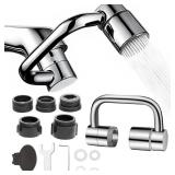 Universal Sink Faucet Rotatable Faucet Extension, U Shaped Faucet Extender, 2 Spray Modes, Suitable for Kitchen, Bathroom - Retail: $10