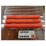 Red Flameless Taper Candles with Remote, Real Wax Taper Candles Battery Operated, LED Flameless Candlesticks with 3D Wick for Home Halloween Christmas Holiday Decor(Set of 3, 0.78 x 9.6) - Retail: $13