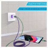 USB Type C Charger Dual Port Samsung Wall Charger Plug Fast Charging Block with 2Pack 6Ft C Cord for Samsung Galaxy iPhone, Google Pixel - Retail: $12