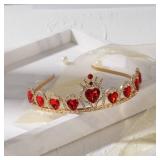 Descendant Queen of Hearts Costume Descendant 4 Gold Tiara Jewelry Set Rise of Red Cosplay for Girls Teen Halloween - Retail: $12