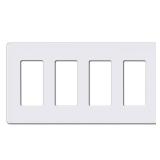 Screwless Wall Plate, 4-Gang Light Switch Covers, Decor Outlet Cover Plate, Standard Size 4.68X8.34, Impact Resistant, White - Retail: $7