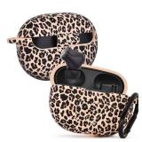 AIRSPO Case for Beats Studio Buds/Beats Studio Buds Plus Case Cover 2021/2023 Silicone Floral Printed Protective Beats Studio Buds Earbuds Headphones Case Cover Skin with Keychain (Khaki/Leopard) - Re