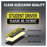2pcs Student Driver Magnet for Car, Safety Warning Be Patient New Driver Sticker-Colorful, Effective, Weather Resistant Bumper Sticker Magnetic Reflective Rookie Drive (Yellow) - Retail: $7