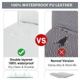 4 Pack Bar Stool Covers with Backs, Waterproof Stretch PU Leather Slipcovers for Counter Height Chairs 14-17" Wide, Washable for Kitchen Pub Cafe (White) - Retail: $27"