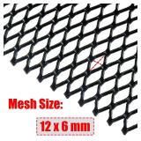 40 x 13 inch Car Grill Mesh Sheet, Black Painted Aluminum Alloy Multifunctional Grille Mesh Roll, 6 x 12 mm Hexagon-Shape Grids - Retail: $18