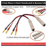 2-Packs 1/4 Inch TS Female to Banana Plug, 6.35mm Female Jack to Banana Plug Speaker, Flexible Silicone Audio Banana Plugs for Speaker Wire(6 inch) - Retail: $9