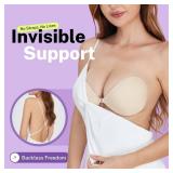 Invisible Strapless Sticky Bra Push up for Women, Ultra Adhesive Bra for Backless Dress, Cleavage Bra Lift Novelty Bras (A Cup, Beige) - Retail: $20