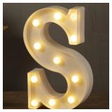 Light Up Letters LED Marquee Letters Light Sign 26 Alphabet and 10 Number Lights Letter for Party Birthday Bar Battery Powered Christmas Decor Letter Lights (Warm White S) - Retail: $9