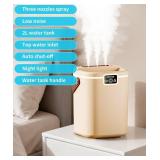 Air Humidifier for Bedroom with Three Spray, 2L Quiet Cool Mist Humidifier for Plants Dorm Room Office Home Car Personal Humidificador with Top Water Inlet & 4 Mist Modes & Night Light