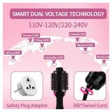 Dual Voltage Hair Dryer Brush with Negative Ion Anti-frizz Styler - Hot Air Volumizer for 110V-120V/220V-240V European and Travel Use - Retail: $50