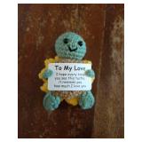 I Love You Gifts for Him Her, Handmade Crochet Turtle with Sunflower Shell, Cute Girlfriend Boyfriend Gift for Anniversary Valentines Christmas - Retail: $8