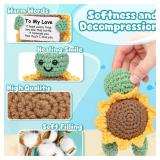 I Love You Gifts for Him Her, Handmade Crochet Turtle with Sunflower Shell, Cute Girlfriend Boyfriend Gift for Anniversary Valentines Christmas - Retail: $8