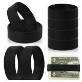 Set of 6 Elastic Money Bands - Silicone Wallet Bands, Cash Card Holder, Money Clip Alternative, with 3 PVC Cards for Men Women (Black) - Retail: $10