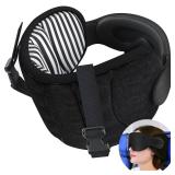 Travel Pillows for Airplanes, Airplane Pillow for Long Flight Car Road Trip, Airplane Head Strap with Sleep Eye Mask, 360Â° Support Headrest, Stop Bobblehead Travel Neck Pillow, Stripe Black - Retai