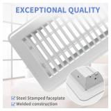 4 x 12" Floor Register - Heavy Duty Steel Walkable Floor Vents - Easy Adjust Air Supply Lever - Vent Covers for Home (White) - Retail: $13"