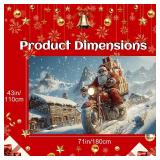 Santa Motorcycle Christmas Banner 71x43 Inch, Santa Riding Motorcycle with Presents in Snow, Outdoor Holiday Yard Decoration, Large Christmas Backdrop for Parties - Retail: $10