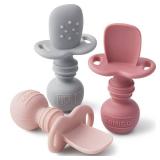 Silicone Baby Spoons Self Feeding 6+ Months - Infant Toddler Utensils - First Stage Baby Led Weaning Feeding Supplies - Set of 3 Pack - Retail: $10