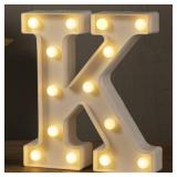 Light Up Letters LED Marquee Letters Lights Sign 26 Alphabet and 10 Number Big Light Letter for Party Birthday Bar Battery Powered Christmas Decor Letter Lights (Warm White K) - Retail: $9