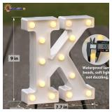 Light Up Letters LED Marquee Letters Lights Sign 26 Alphabet and 10 Number Big Light Letter for Party Birthday Bar Battery Powered Christmas Decor Letter Lights (Warm White K) - Retail: $9