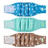 Washable Male Dog Belly Band - Pack of 3 - Washable Male Dog Belly Wrap, Small Doggie Diapers for Doggy Puppy (Bone, Small) - Retail: $15