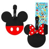 Disney Minnie Mouse and Mickey Mouse Luggage Tag PVC 2-Piece Set - Bundle Mickey and Minnie-Shaped Suitcase Tags Plus Stickers | Disney Travel Set