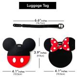 Disney Minnie Mouse and Mickey Mouse Luggage Tag PVC 2-Piece Set - Bundle Mickey and Minnie-Shaped Suitcase Tags Plus Stickers | Disney Travel Set