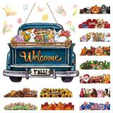 13 Pcs Easter Interchangeable Door Sign for Front Door Farmhouse Truck Decor Rustic Hanging Welcome Sign with 12 Interchangeable Seasonal Holiday Decor for Easter(Cute Color) - Retail: $22