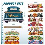 13 Pcs Easter Interchangeable Door Sign for Front Door Farmhouse Truck Decor Rustic Hanging Welcome Sign with 12 Interchangeable Seasonal Holiday Decor for Easter(Cute Color) - Retail: $22