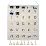 Photo Advent Calendar with Pockets, Christmas Calendar Countdown, Embroider Numbers Felt Photo Advent Calendar w/ 25 Small Pockets, Advent Calendars for Holiday Tradition (Gold) - Retail: $20