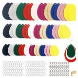 181 Pcs Faux Leather Earrings DIY Making Kit Full Set, Contains 60 Already Cut Earring Pieces, 60 Earring Hooks, 60 Jump Rings, 1 Jump Ring Opener (Solid Color) - Retail: $13
