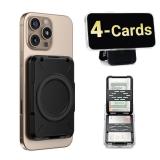 PROfezzion 2-in-1 for MagSafe Wallet Stand, RFID Blocking Magnetic Card Holder Fit 4 Cards, Heavy Duty Hardshell Wallet for iPhone 17 16 15 14 13 12 Pro Max Plus & MagSafe Case (Not for 13/12 Mini) - 