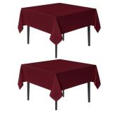 Square Tablecloths 54x54 Inch Burgundy, 2 Pack - Fabric Table Cloth for Square or Round Tables, Washable Polyester Table Cover for Christmas Dinner, Holiday Party, Decorative Display Tables - Retail: 