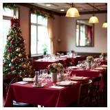 Square Tablecloths 54x54 Inch Burgundy, 2 Pack - Fabric Table Cloth for Square or Round Tables, Washable Polyester Table Cover for Christmas Dinner, Holiday Party, Decorative Display Tables - Retail: 