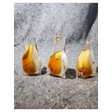 Glass Penguin Figurines Set of 3