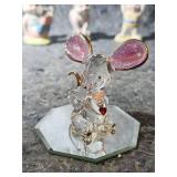 Crystal Mouse Figurine with Pink Ears and Workout Bear Ceramics