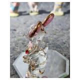 Crystal Mouse Figurine with Pink Ears and Workout Bear Ceramics