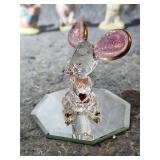 Crystal Mouse Figurine with Pink Ears and Workout Bear Ceramics
