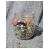 Mixed Glass Marble Collection in Mason Jar